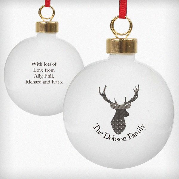 Modal Additional Images for Personalised Highland Stag Bauble