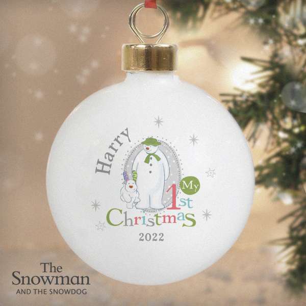 (image for) Personalised The Snowman and the Snowdog My 1st Christmas Bauble