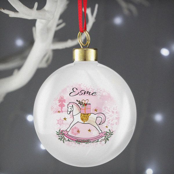 Modal Additional Images for Personalised Pink Rocking Horse Bauble