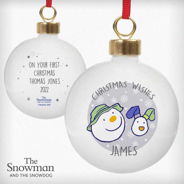 Modal Additional Images for Personalised The Snowman and the Snowdog Bauble