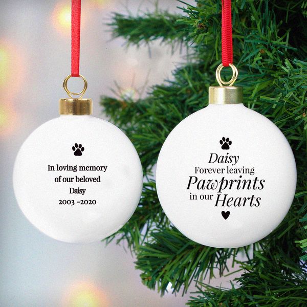 Modal Additional Images for Personalised Pawprints Memorial Bauble