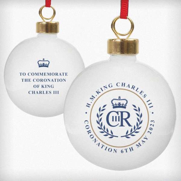 Modal Additional Images for King Charles III Blue Crest Coronation Commemorative Bauble