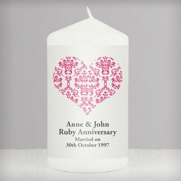 (image for) Personalised Ruby Damask Heart Candle