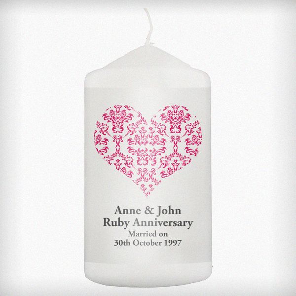 Modal Additional Images for Personalised Ruby Damask Heart Candle