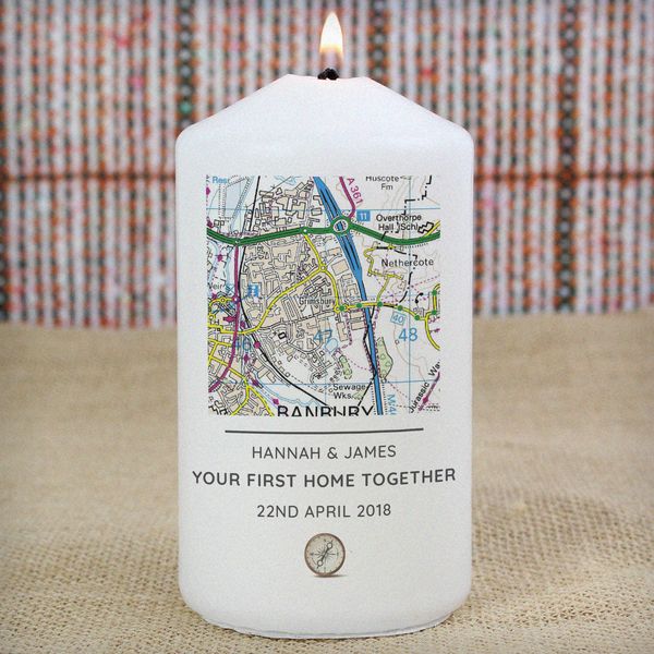 Modal Additional Images for Personalised Present Day Map Compass Pillar Candle