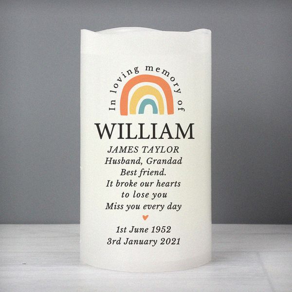 Modal Additional Images for Personalised In Loving Memory Rainbow LED candle