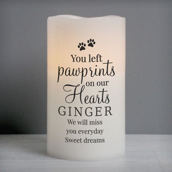 Modal Additional Images for Personalised Pawprints On Our Hearts LED Candle