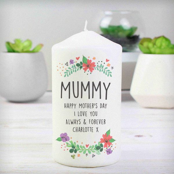 Modal Additional Images for Personalised Floral Pillar Candle