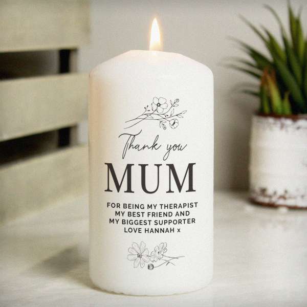 (image for) Personalised Floral Pillar Candle