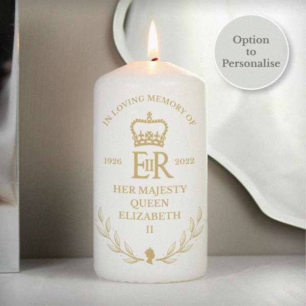 (image for) Personalised Queens Commemorative Wreath Pillar Candle