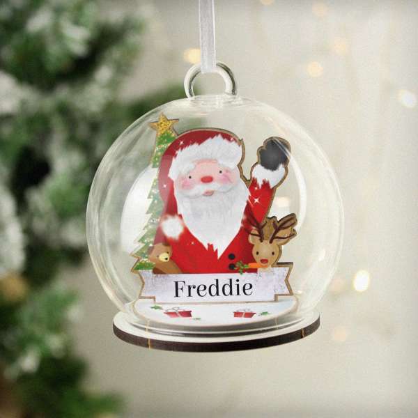 (image for) Personalised Wooden Santa Glass Bauble