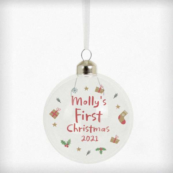 Modal Additional Images for Personalised First Christmas Glass Bauble