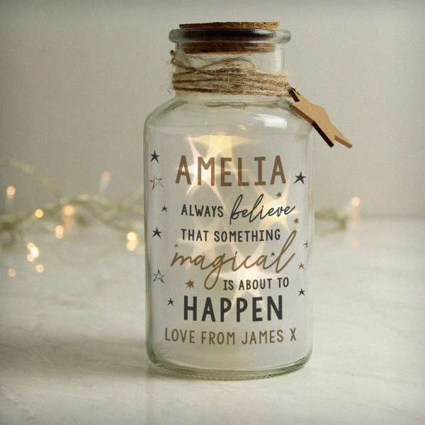 (image for) Personalised Magical Things Happen LED Glass Jar