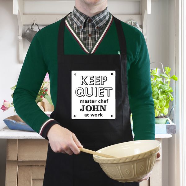 (image for) Personalised Keep Quiet Black Apron