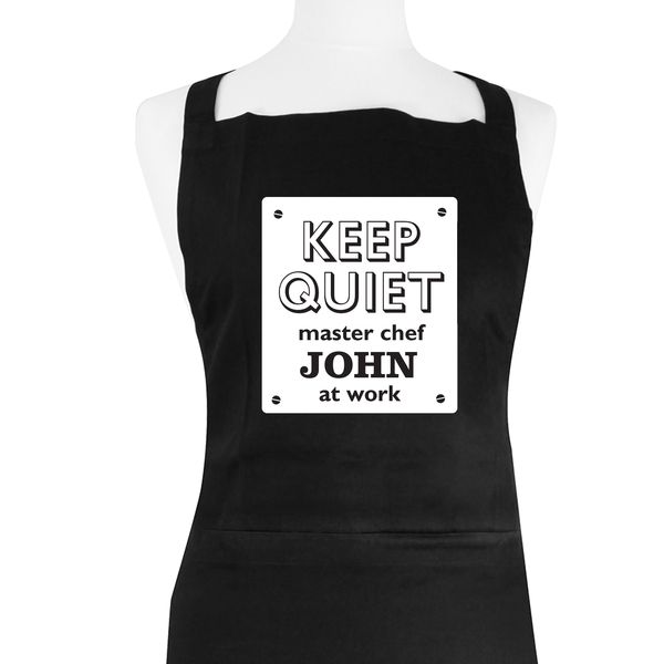 Modal Additional Images for Personalised Keep Quiet Black Apron