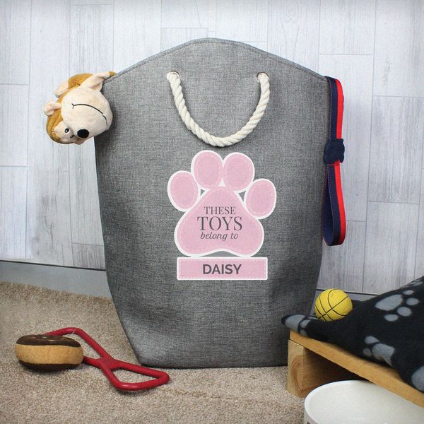 (image for) Personalised Pink Paw Print Storage Bag