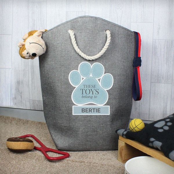 (image for) Personalised Blue Paw Print Storage Bag