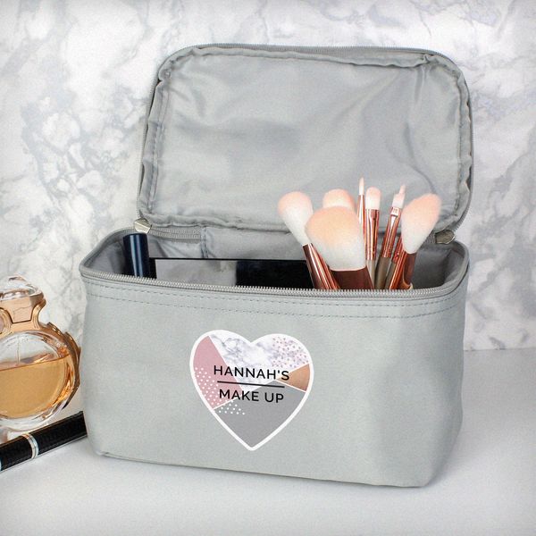 (image for) Personalised Geometric Grey Make Up Wash Bag