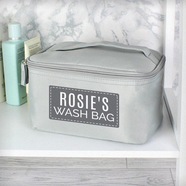 (image for) Personalised Classic Grey Make Up Wash Bag