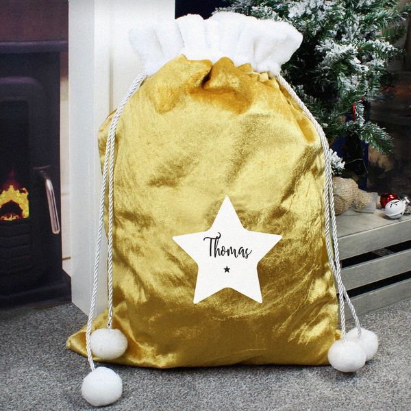 Modal Additional Images for Personalised Star Luxury Pom Pom Gold Sack