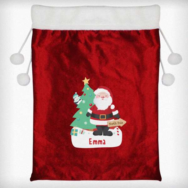 Modal Additional Images for Personalised Santa Luxury Pom Pom Red Sack