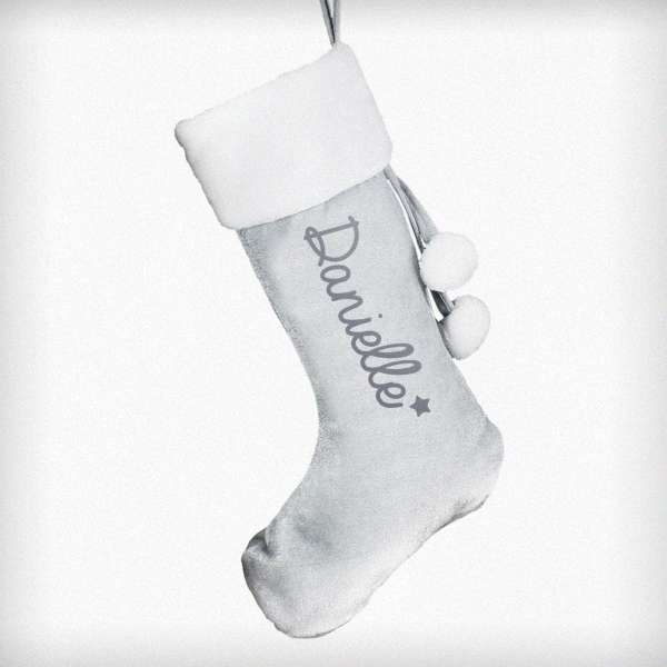 Modal Additional Images for Personalised Name Only Silver Grey Stocking