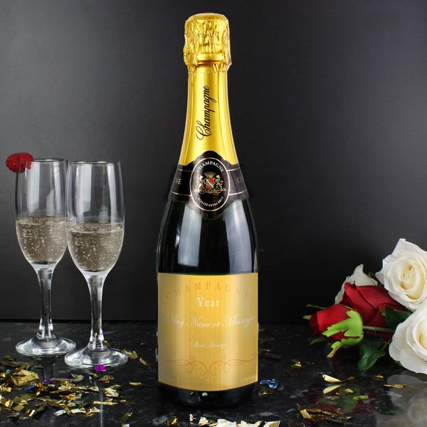 (image for) Personalised Elegant Yellow Champagne Bottle