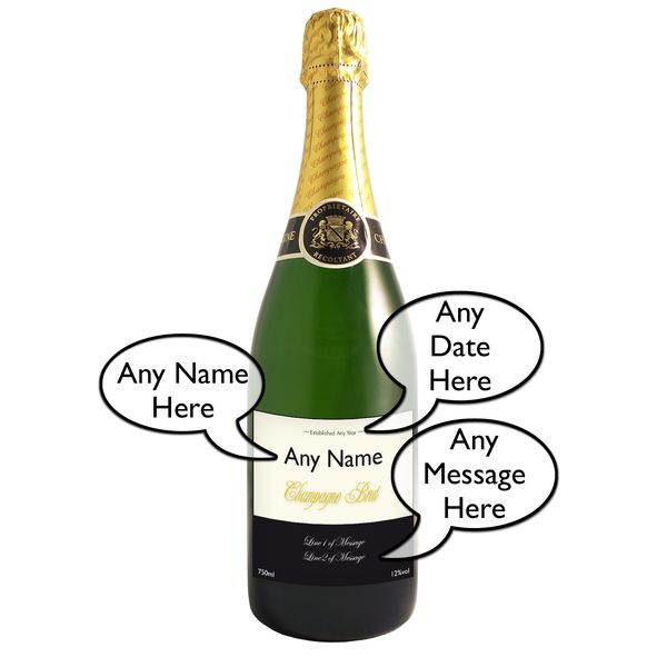 Modal Additional Images for Personalised Established Label Champagne Bottle