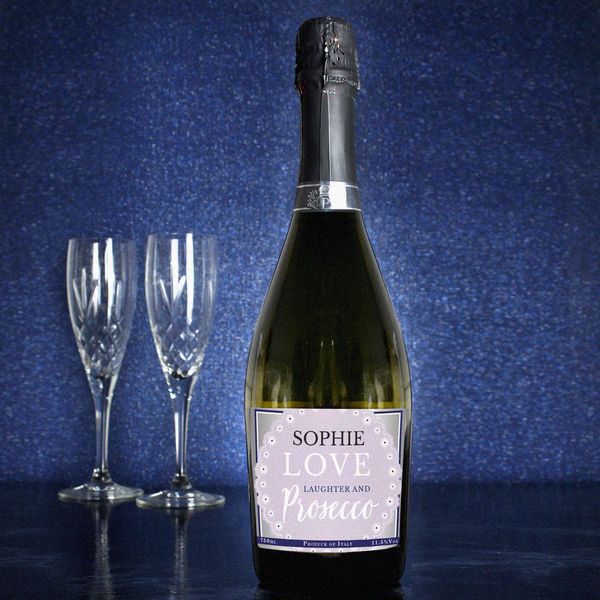 (image for) Personalised Lilac Lace Bottle of Prosecco