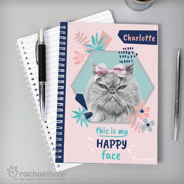 Modal Additional Images for Personalised Rachael Hale 'Happy Face' Cat A5 Notebook