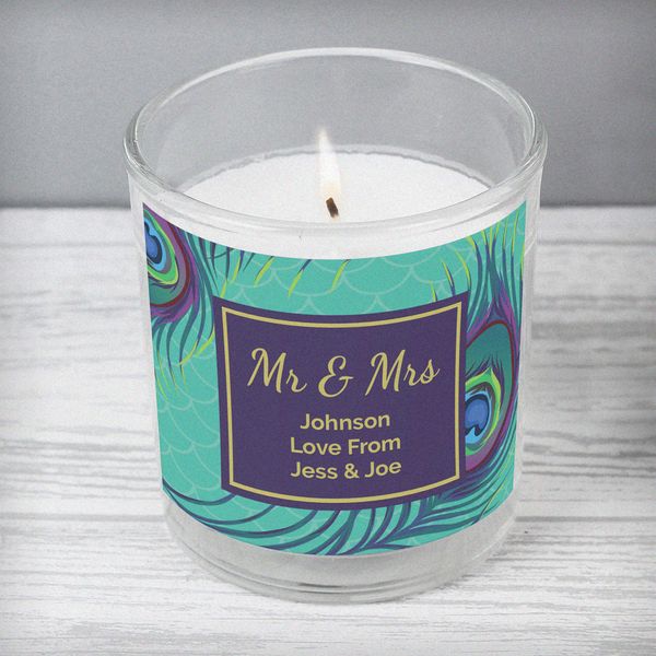 (image for) Personalised Peacock Scented Jar Candle