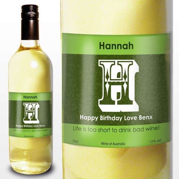 (image for) Personalised White Wine Letter Label