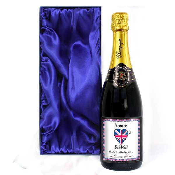 Modal Additional Images for Personalised Union Jack Champagne with Gift Box