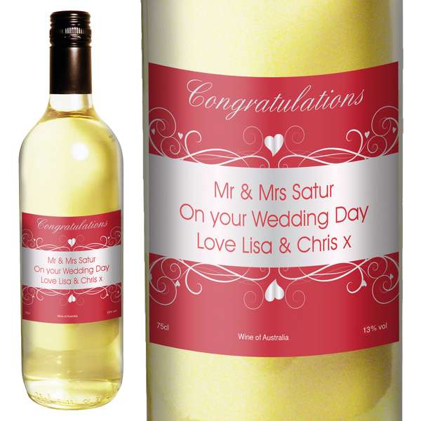 (image for) Personalised Heart Swirl White Wine