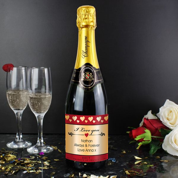 (image for) Personalised Hearts Champagne