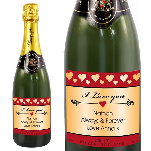 Modal Additional Images for Personalised Hearts Champagne