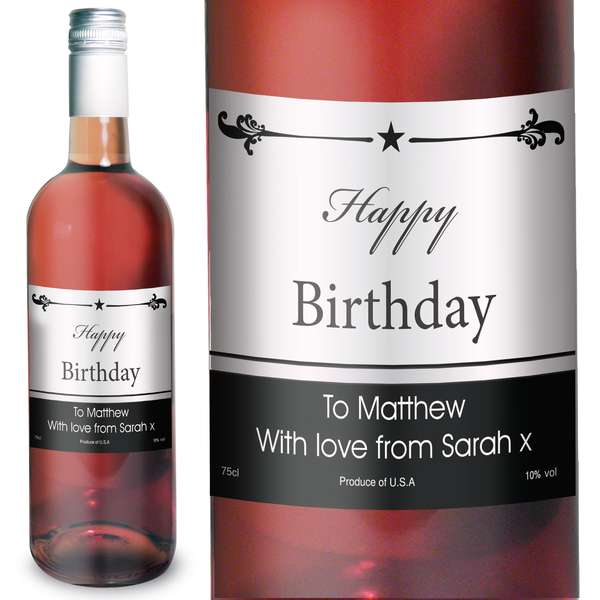 (image for) Personalised Black Border Rose Wine