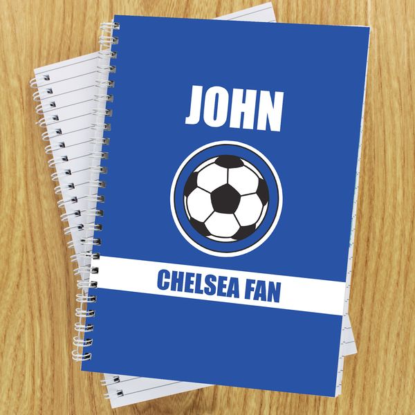 (image for) Personalised Dark Blue Football Fan A5 Notebook - Click Image to Close
