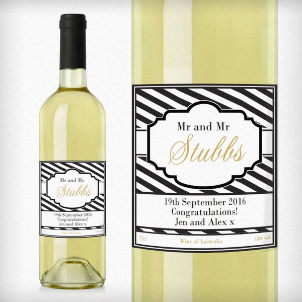 Modal Additional Images for Personalised Art Deco Striped White Wine