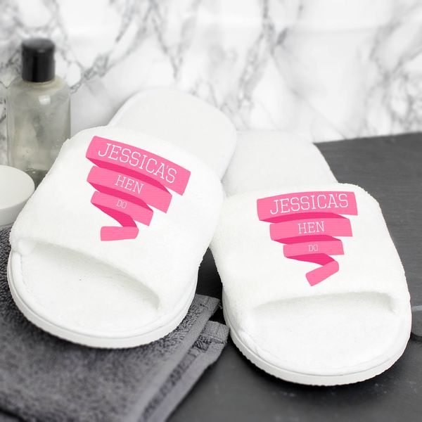 (image for) Personalised Pink Banner Velour Slippers