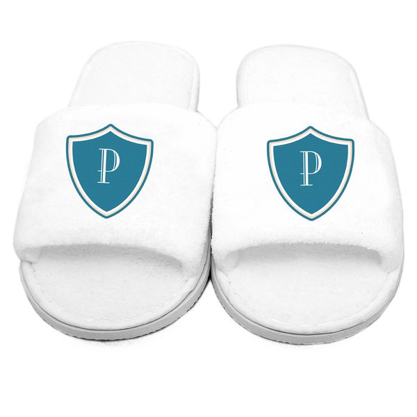 Modal Additional Images for Personalised Mens shield Initial Velour Slippers