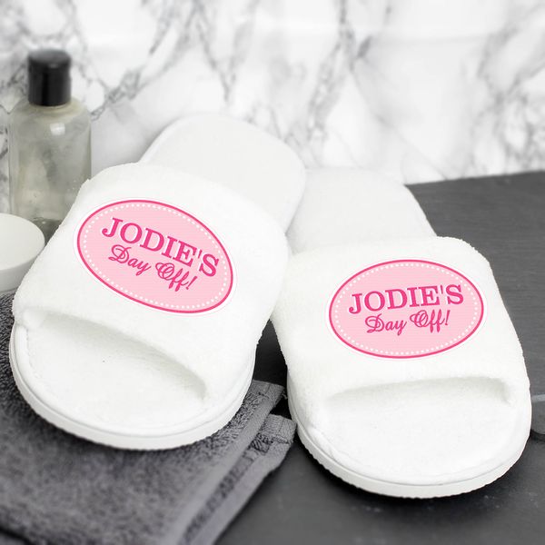 (image for) Personalised Pink Oval Velour Slippers