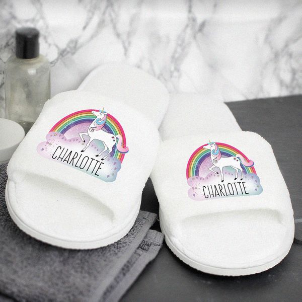 Modal Additional Images for Personalised Unicorn Velour Slippers