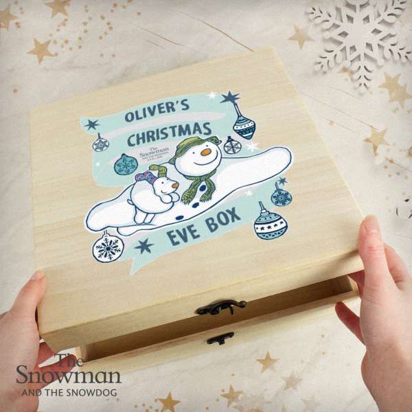 (image for) Personalised The Snowman and the Snowdog Large Wooden Christmas Eve Box