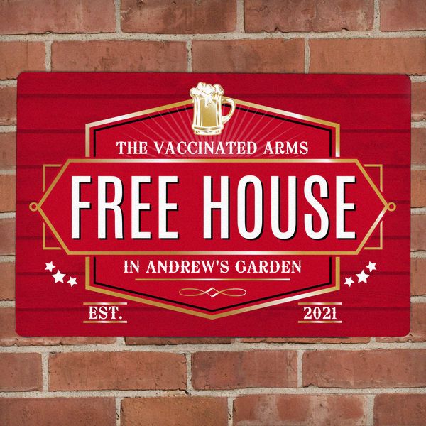 (image for) Personalised Free House Red Metal Sign