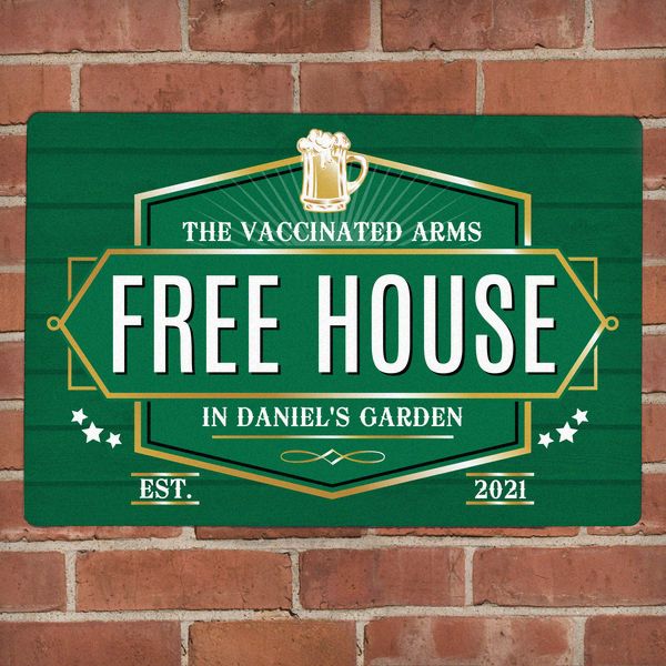 (image for) Personalised Free House Green Metal Sign