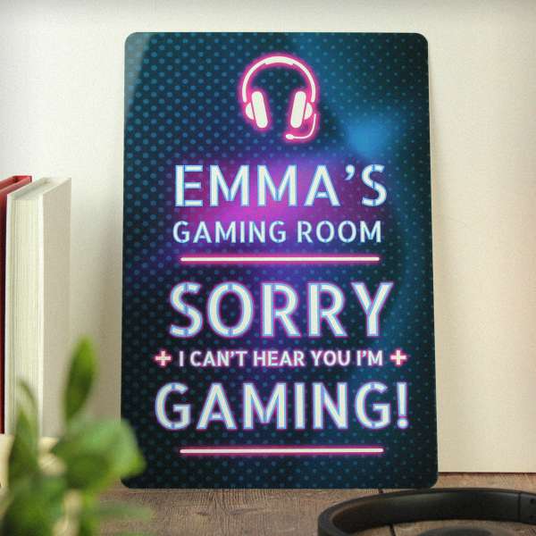 (image for) Personalised Gamer Warning Metal Sign