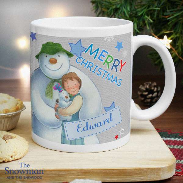 Modal Additional Images for Personalised The Snowman and the Snowdog Blue Mug