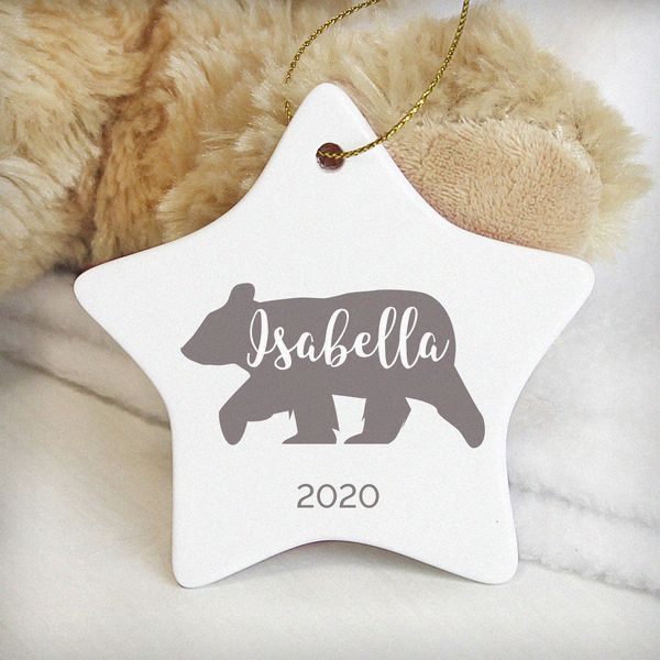 (image for) Personalised Polar Bear Ceramic Star Decoration