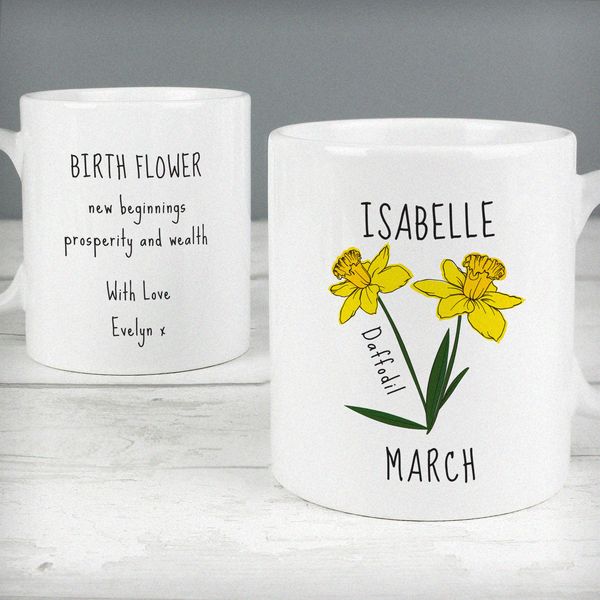 Modal Additional Images for Personalised March Birth Flower - Daffodil Mug